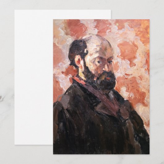 Paul Cezanne - Zelfportret met roze achtergrond Bedankkaart (Voorkant / Achterkant)