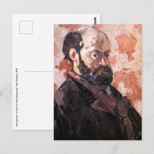 Paul Cezanne - Zelfportret met roze achtergrond Briefkaart (Voorkant / Achterkant)