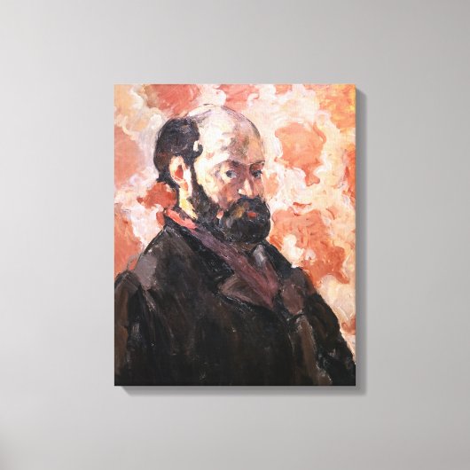 Paul Cezanne - Zelfportret met roze achtergrond Canvas Afdruk (Voorkant)