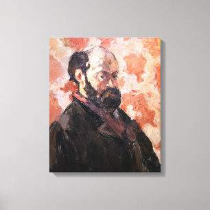 Paul Cezanne - Zelfportret met roze achtergrond Canvas Afdruk