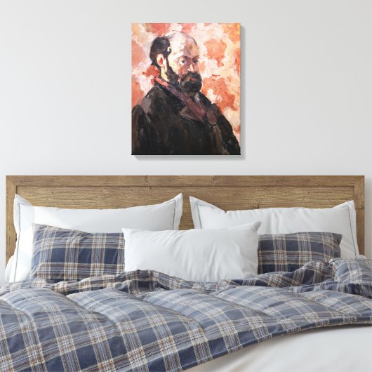 Paul Cezanne - Zelfportret met roze achtergrond Canvas Afdruk (Insitu (Slaapkamer))