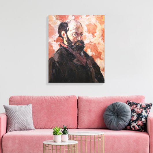 Paul Cezanne - Zelfportret met roze achtergrond Canvas Afdruk (Insitu (Woonkamer))