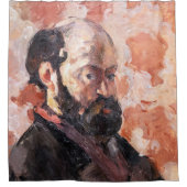 Paul Cezanne - Zelfportret met roze achtergrond Douchegordijn (Voorkant)