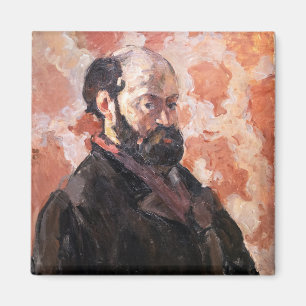 Paul Cezanne - Zelfportret met roze achtergrond Magneet