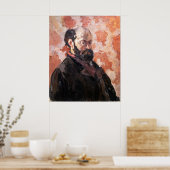 Paul Cezanne - Zelfportret met roze achtergrond Poster (Keuken)