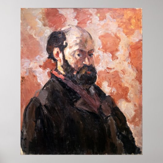 Paul Cezanne - Zelfportret met roze achtergrond Poster (Voorkant)
