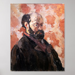 Paul Cezanne - Zelfportret met roze achtergrond Poster