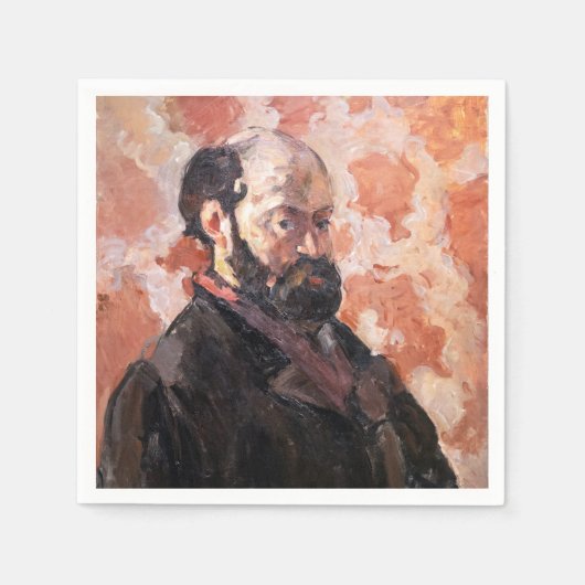 Paul Cezanne - Zelfportret met roze achtergrond Servet (Voorkant)