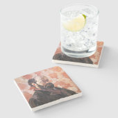 Paul Cezanne - Zelfportret met roze achtergrond Stenen Onderzetter (Zijkant)