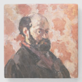 Paul Cezanne - Zelfportret met roze achtergrond Stenen Onderzetter (Voorkant)