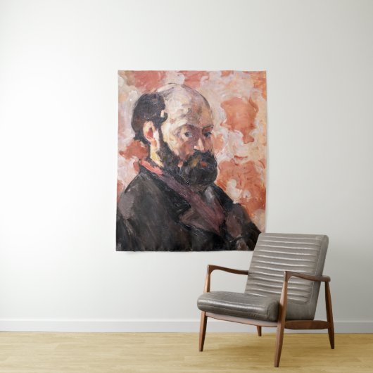 Paul Cezanne - Zelfportret met roze achtergrond Wandkleed (In situ)