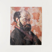 Paul Cezanne - Zelfportret met roze achtergrond Wandkleed (Voorkant)