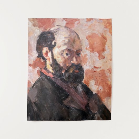 Paul Cezanne - Zelfportret met roze achtergrond Wandkleed (Voorkant)