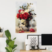 Paul-de-Longpre Red Roses Bouquet, verzetbaar Poster (Thuiskantoor)