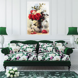 Paul-de-Longpre Red Roses Bouquet, verzetbaar Poster