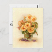 Paul De Longpre Victoriaans Vloer Rozen Bouquet Briefkaart (Voorkant / Achterkant)