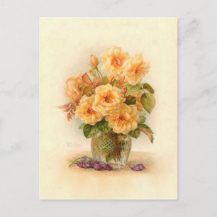 Paul De Longpre Victoriaans Vloer Rozen Bouquet Briefkaart