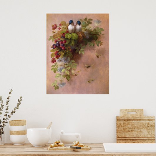 Paul-De-Longpre-Vogels & Bijen Poster (Keuken)