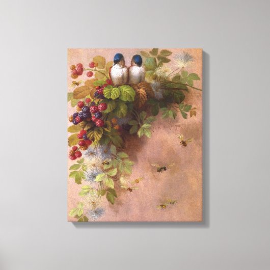 Paul-De-Longpre-vogels en bijen Canvas Afdruk (Voorkant)