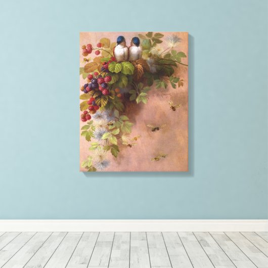 Paul-De-Longpre-vogels en bijen Canvas Afdruk (Insitu (Houten vloer))
