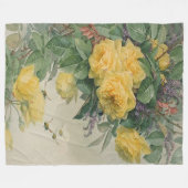  Paul De Longpre Yellow Roses Bumble bijen F Fleece Deken (Voorkant (Horizontaal))