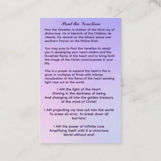 Paul de Venetiaan Visitekaartje (Achterkant)