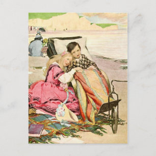 Paul Dombey en Florence op het strand in Brighton Briefkaart