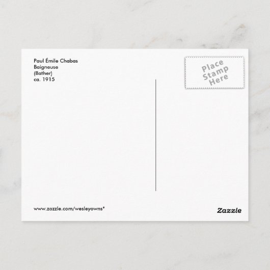 Paul Émile Chabas - Baigneuse (Bather) Briefkaart (Achterkant)