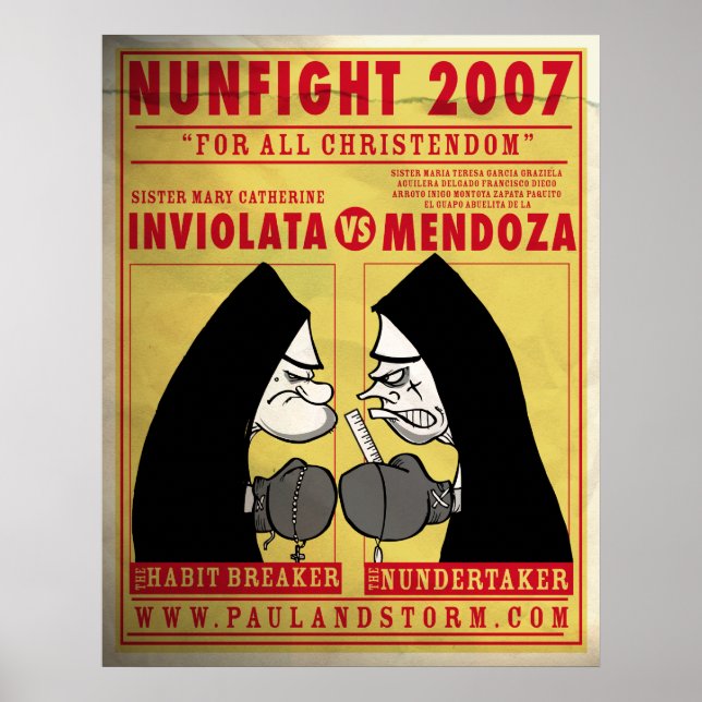 Paul en Storm Nun FIght Poster (Voorkant)