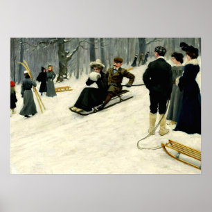 Paul Fischer - Snow Sled Ride in Sondermarken Poster