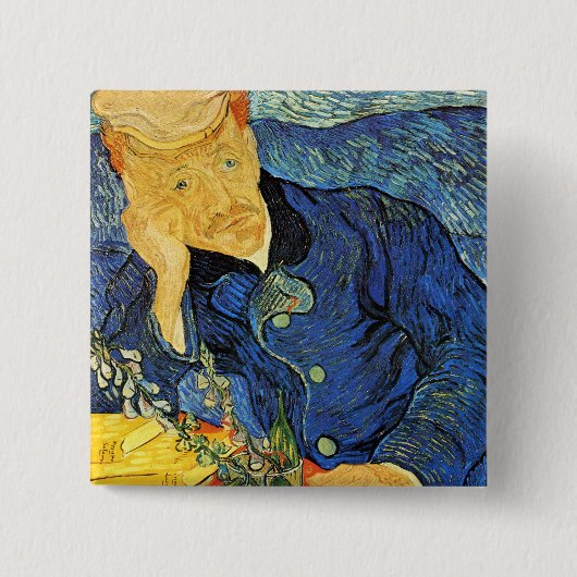 Paul Gachet Portret, Vincent van Gogh Vierkante Button 5,1 Cm (Voorkant)