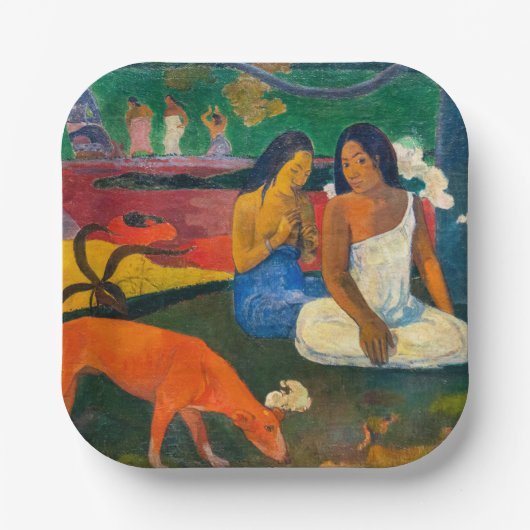 Paul Gauguin - Arearea / De rode hond Papieren Bordje (Voorkant)