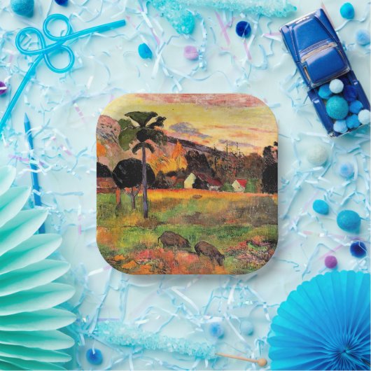 Paul Gauguin beroemd schilderij, Kom hier, Papieren Bordje (Feest)