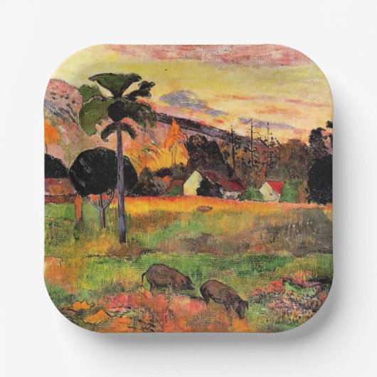 Paul Gauguin beroemd schilderij, Kom hier, Papieren Bordje (Voorkant)