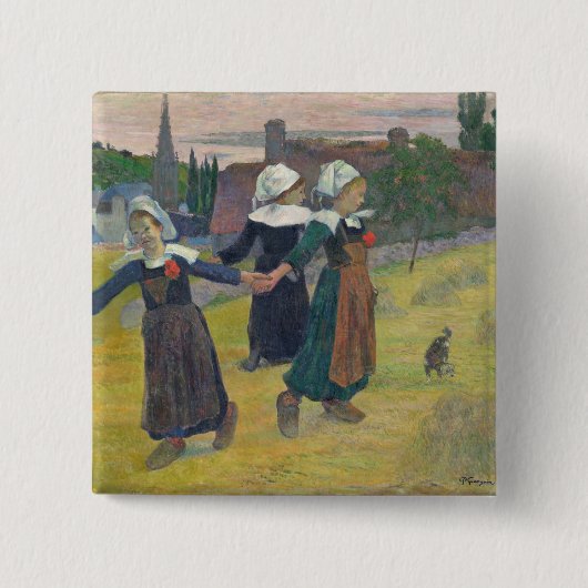 Paul Gauguin | Breton Girls Dancing, Pont-Aven, 18 Vierkante Button 5,1 Cm (Voorkant)