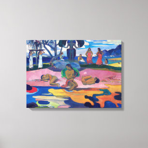 Paul Gauguin - Dag van de God / Mahana no atua Canvas Afdruk