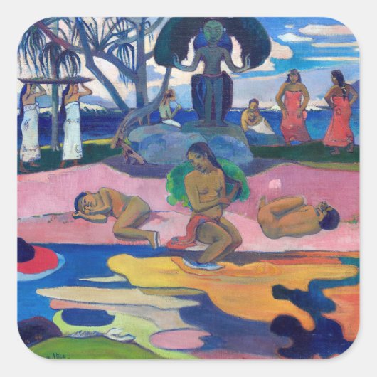 Paul Gauguin - Dag van de God / Mahana no atua Vierkante Sticker (Voorkant)