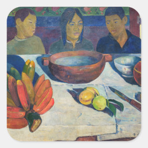 Paul Gauguin - De maaltijd / Bananen Vierkante Sticker