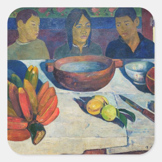 Paul Gauguin - De maaltijd / Bananen Vierkante Sticker (Voorkant)