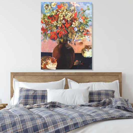 Paul Gauguin Flowers en Cats Canvas Afdruk (Insitu (Slaapkamer))