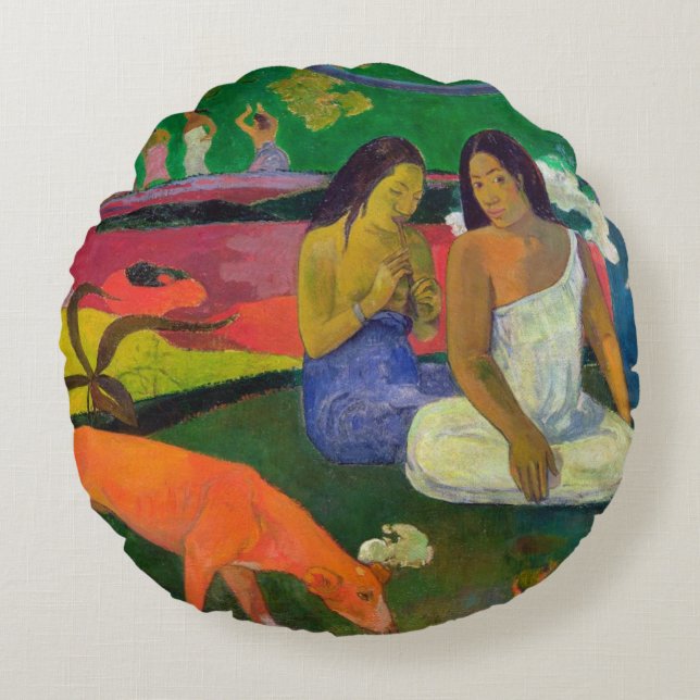 Paul Gauguin | Gebied (Rode hond), 1892 Rond Kussen (Voorkant)