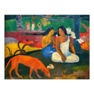 Paul Gauguin - Gebied / Rode hond Foto Afdruk