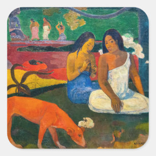 Paul Gauguin - Gebied / Rode hond Vierkante Sticker