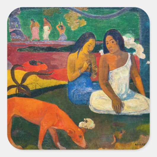 Paul Gauguin - Gebied / Rode hond Vierkante Sticker (Voorkant)