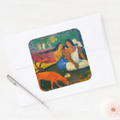 Paul Gauguin - Gebied / Rode hond Vierkante Sticker (Envelop)