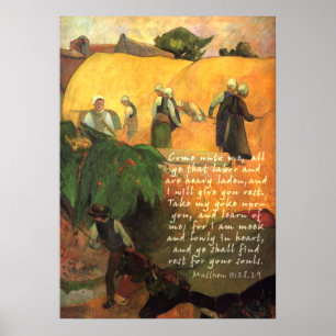 Paul Gauguin Haymaking met Scriptversie Poster
