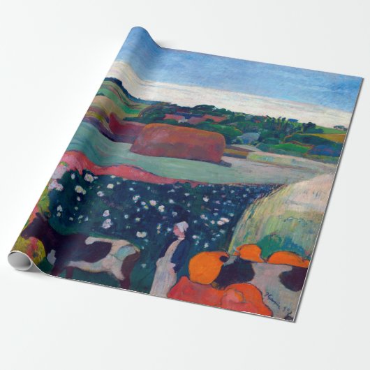 Paul Gauguin Haystacks in Bretagne Cadeaupapier (Uitgerold)