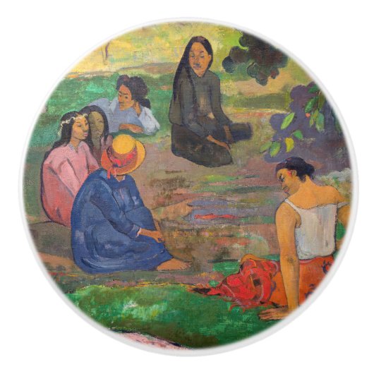 Paul Gauguin - Het gesprek / Les Parau Parau Keramische Knop (Voorkant)