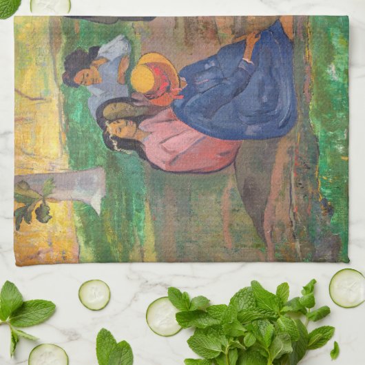 Paul Gauguin - Het gesprek / Les Parau Parau Theedoek (Gevouwen)