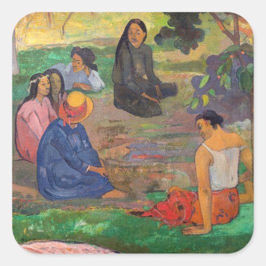 Paul Gauguin - Het gesprek / Les Parau Parau Vierkante Sticker (Voorkant)
